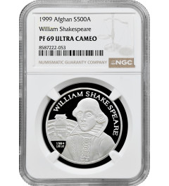 Afghanistan 500 afghanis 1999, NGC PF69 UC, "William Shakespeare" Top Pop