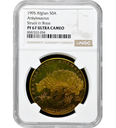 Afghanistan 50 afghanis 1995, NGC PF67 UC, "Prehistoric Animals - Ankylosaurus" Top Pop 1/0