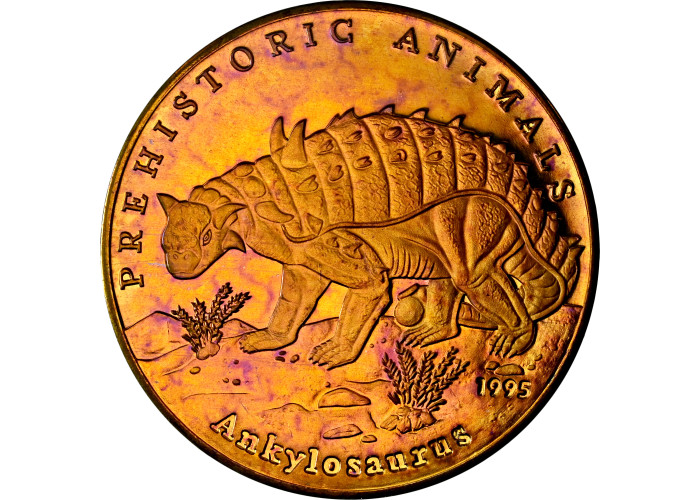 Afghanistan 50 afghanis 1995, NGC PF67 UC, "Prehistoric Animals - Ankylosaurus" Top Pop 1/0