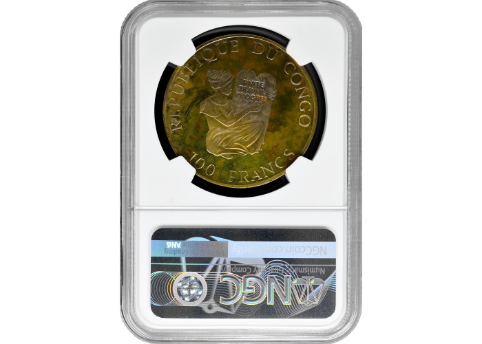 Congo Republic 100 francs 1994, NGC PF65 UC, "Prehistoric animals - Mammoth"