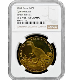 Benin 200 francs 1994, NGC PR67 UC, "Pre-History - Tyrannosaurus" Pop 1/1