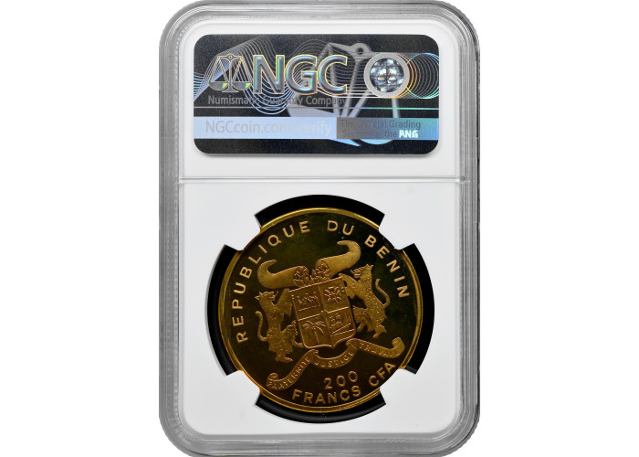 Benin 200 francs 1994, NGC PR67 UC, "Pre-History - Tyrannosaurus" Pop 1/1