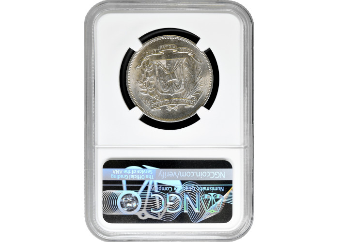 Доминикана 1/2 песо 1967 г., NGC MS 65, "Доминиканская Республика (1937 - 2022)"