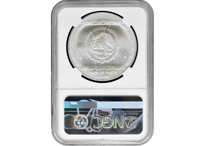 Мексика 5 песо 1993 г. Mo, NGC MS66, "Доколумбовый Веракрус - Улыбающееся лицо"