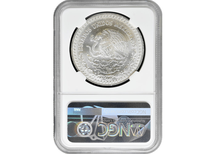 Мексика 1 онза 1996 г. Mo, NGC MS62, "Серебряная инвестиционная монета "Свобода"