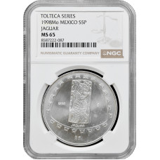 Мексика 5 песо 1998 г. Mo, NGC MS65, "Тольтеки - Ягуар"