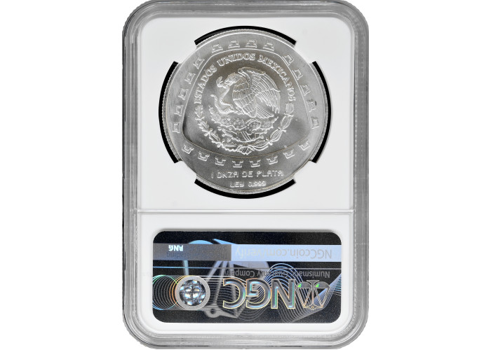 Мексика 5 песо 1998 г. Mo, NGC MS65, "Тольтеки - Ягуар"