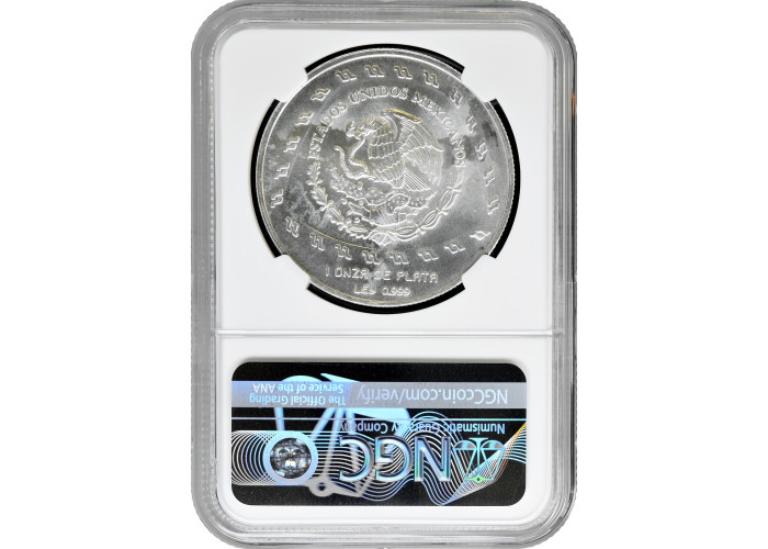 Мексика 5 песо 1998 г. Mo, NGC MS65, "Кетцалькоатль"