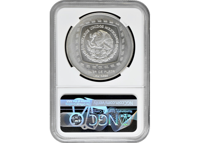 Мексика 5 песо 1998 г. Mo, NGC MS67, "Ольмеки - Фигура Лас-Лимас"