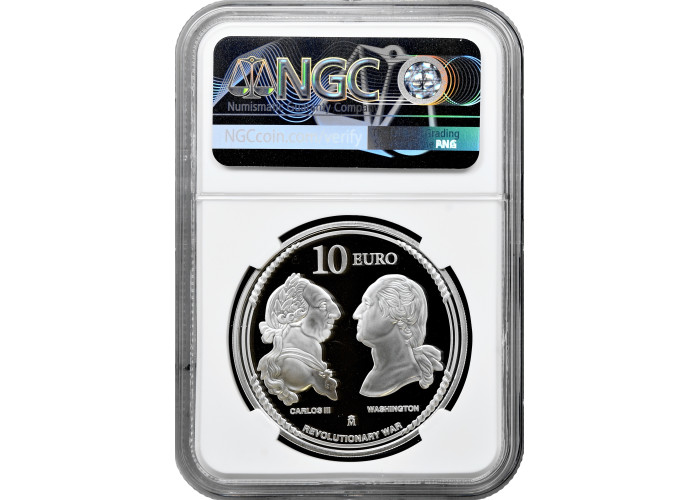 Spain 10 euro 2025 M, NGC PF70 UC, "U.S. 250th Anniv. - Bald Eagle, Colorised"