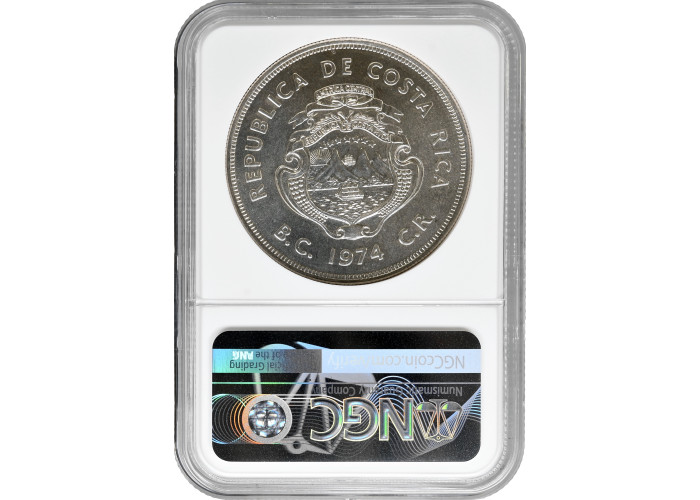 Коста-Рика 100 колонов 1974, NGC MS66, "Охрана природы - Ламантин"