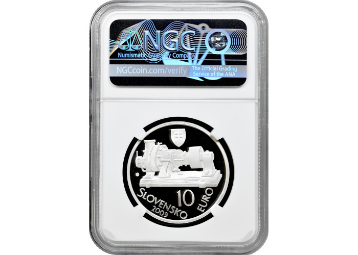 Slowakei 10 Euro 2009, NGC PF70 UC, "150. Geburtstag von Aurel Stodola" Top Pop