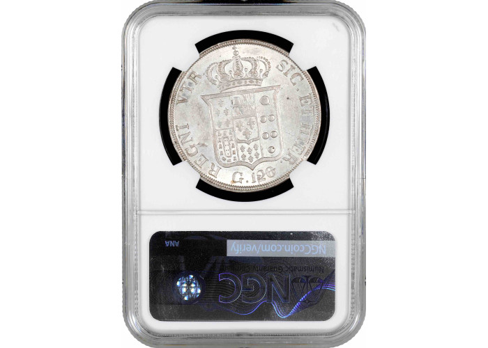 Неаполь и Сицилия 120 грано 1834 г., NGC MS62, "Король Фердинанд ІІ (1830 - 1859)"