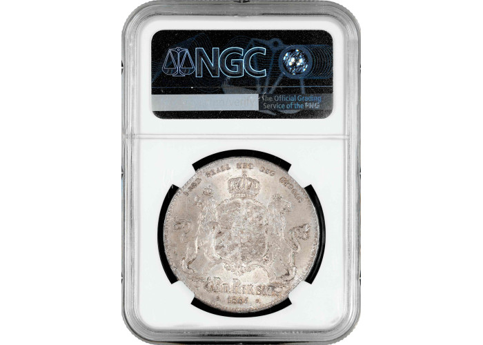 Швеция 4 риксдалер риксмюнт 1864 г. ST, NGC MS64, "Король Карл XV (1859 - 1872)"