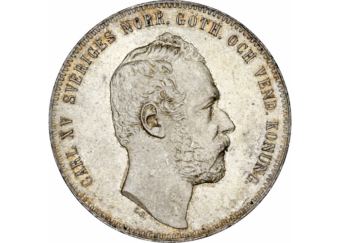 Швеция 4 риксдалер риксмюнт 1864 г. ST, NGC MS64, "Король Карл XV (1859 - 1872)"