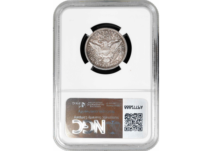 USA quarter dollar (25 cents) 1893, NGC MS62, "Barber Quarter" silver coin