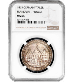 Frankfurt 1 thaler 1863, NGC MS64, "Assembly of Princes" silver coin