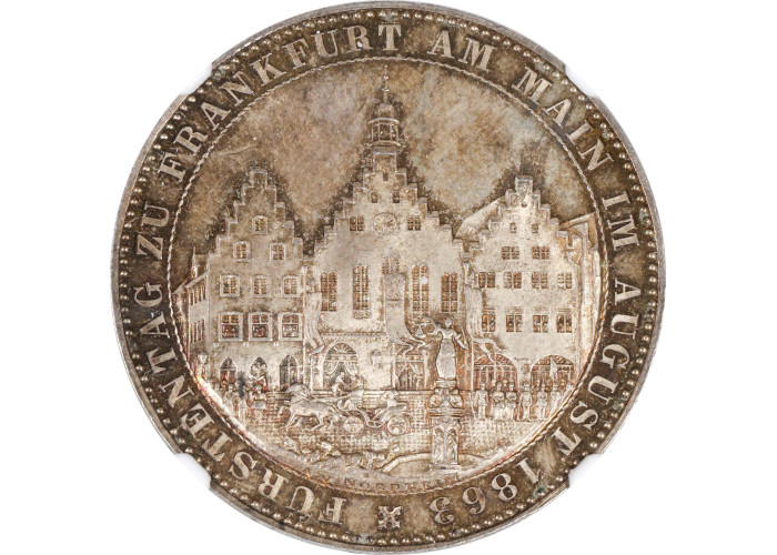 Frankfurt 1 thaler 1863, NGC MS64, "Assembly of Princes" silver coin