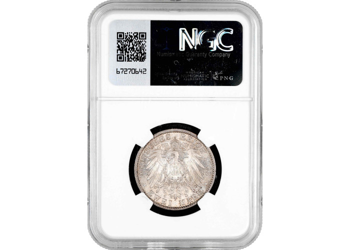 Saxe-Weimar-Eisenach 2 mark 1903 A, NGC MS64, "Wedding of William & Caroline"