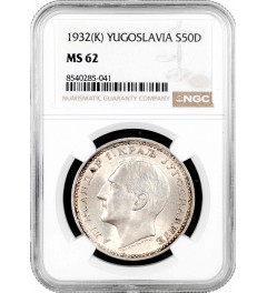 Yugoslavia 50 dinara 1932 (K), NGC MS62, "King Alexander I (1921 - 1934)"