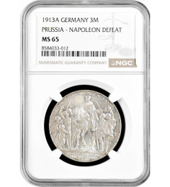 Prussia 3 mark 1913 A, NGC MS65, "25th Anniv. - Accession of Wilhelm II"
