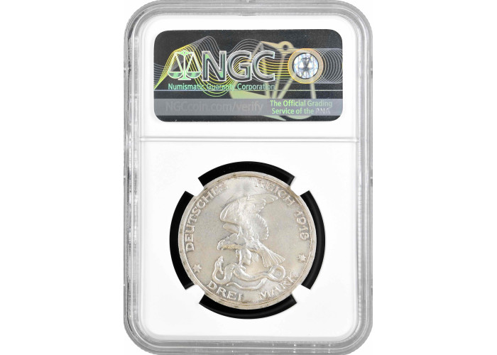 Prussia 3 mark 1913 A, NGC MS65, "25th Anniv. - Accession of Wilhelm II"