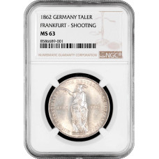 Frankfurt 1 Taler 1862, NGC MS63, "Deutsches Schießfestival" Silbermünze
