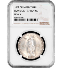 Frankfurt 1 thaler 1862, NGC MS63, "German Shooting Festival" silver coin