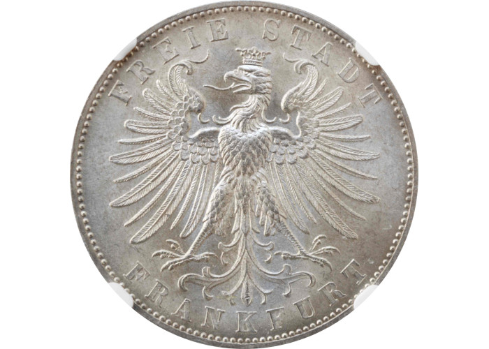 Frankfurt 1 thaler 1862, NGC MS63, "German Shooting Festival" silver coin
