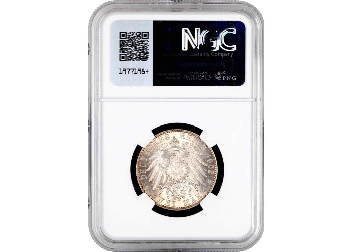 Saxony 2 mark 1902 E, NGC MS66, "Death of Albert of Saxony" silver coin