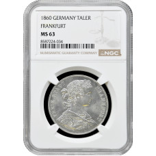 Frankfurt 1 thaler 1860, NGC MS63, "Free City of Frankfurt (1807 - 1866)"