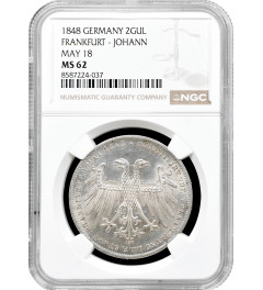 Frankfurt 2 gulden 1848, NGC MS62, "Archduke Johann of Austria Elected as Vicar"