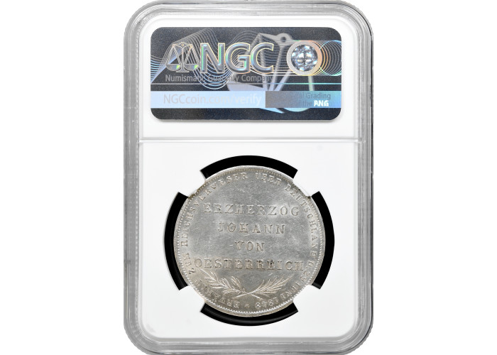 Frankfurt 2 gulden 1848, NGC MS62, "Archduke Johann of Austria Elected as Vicar"