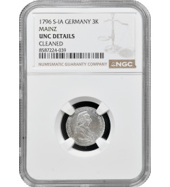 Mainz 3 kreuzer 1796 S IA, NGC UNC Det, "Frederick Charles Joseph (1774 - 1802)"