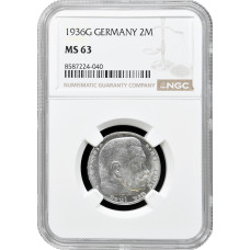 Germany - Third Reich 2 reichsmark 1936 G, NGC MS63, "Nazi Germany (1933-1945)"