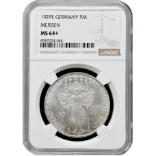 Weimar Republic 5 reichsmark 1929 E, NGC MS64+, "1000th Anniversary of Meissen"