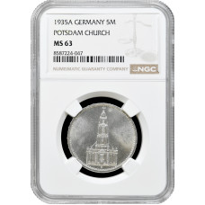 Germany - Third Reich 5 reichsmark 1935 A, NGC MS63, "Potsdam Garrison Church"