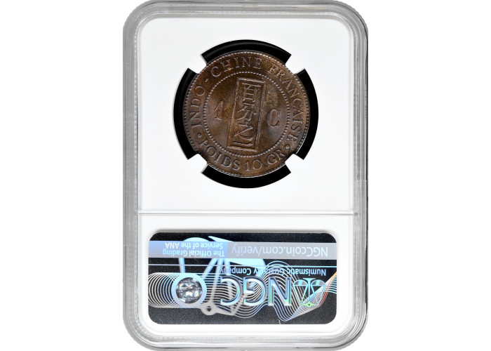 Индокитай 1 цент 1886 г. A, NGC MS63 BN, "Французский Индокитай (1885 - 1954)"