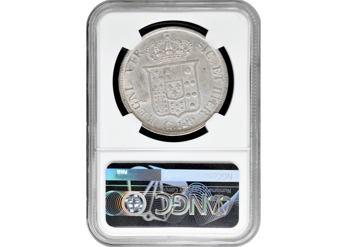 Неаполь и Сицилия 120 грано 1834 г., NGC MS62, "Король Фердинанд ІІ (1830 - 1859)"