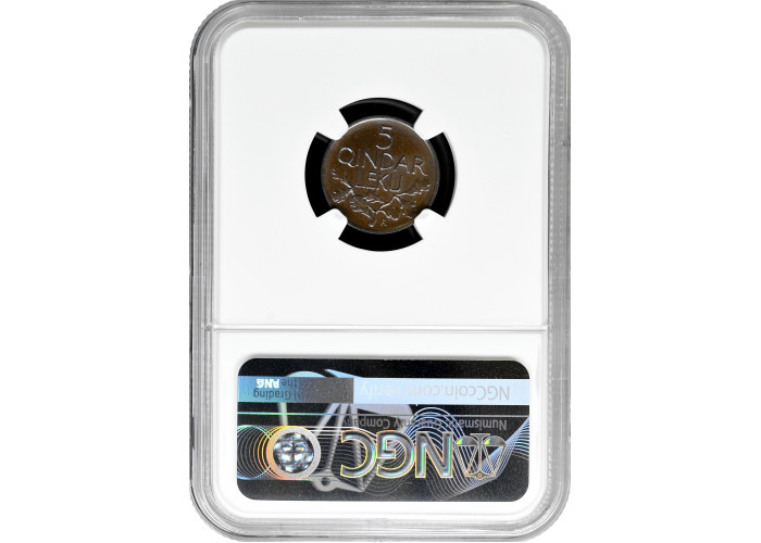 Albania 5 qindar leku 1926 R, NGC MS66 BN, "Kingdom of Albania (1925 - 1938)"