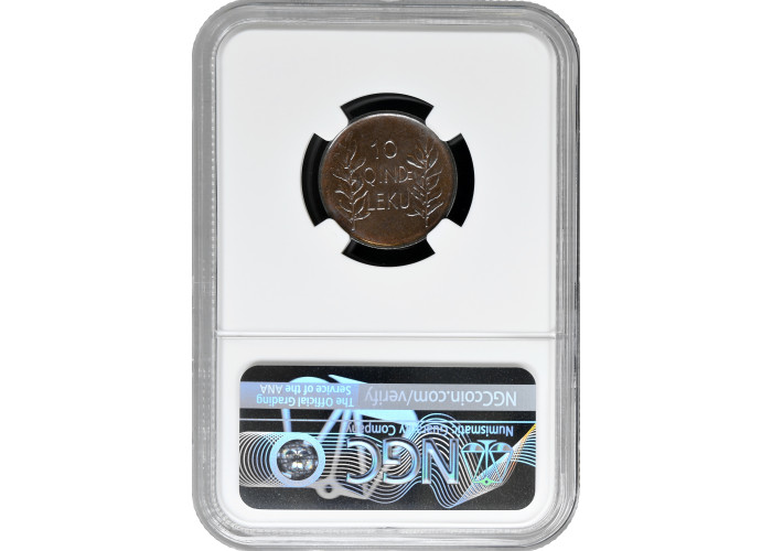 Albania 10 qindar leku 1926 R, NGC MS66 BN, "Kingdom of Albania (1925 - 1938)"