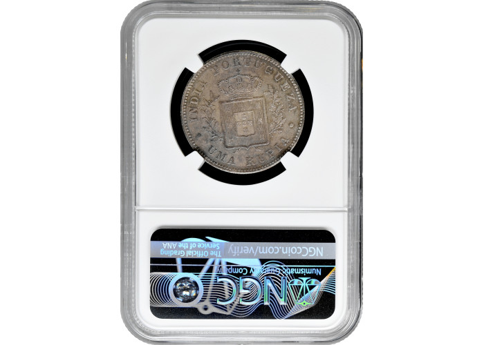 Индия - Португальская 1 рупия 1882 г., NGC AU55, "Король Луиш I (1861 - 1889)"