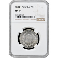 Österreich 20 Kreuzer 1804 E, NGC MS63, "Kaiser Franz II. (1792 - 1806)" Pop 1/1