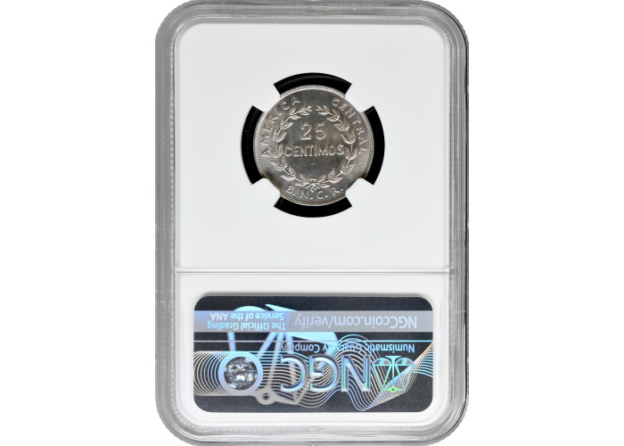 Costa Rica 25 centimos 1948, NGC MS66, "Republic of Costa Rica (1896 - 1950)"