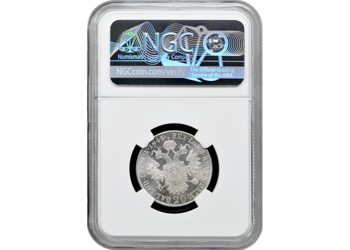 Austria 20 kreuzer 1848 A, NGC MS62, "Emperor Ferdinand I (1835 - 1848)"