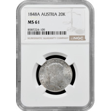Österreich 20 Kreuzer 1848 A, NGC MS61, "Kaiser Ferdinand I (1835 - 1848)"