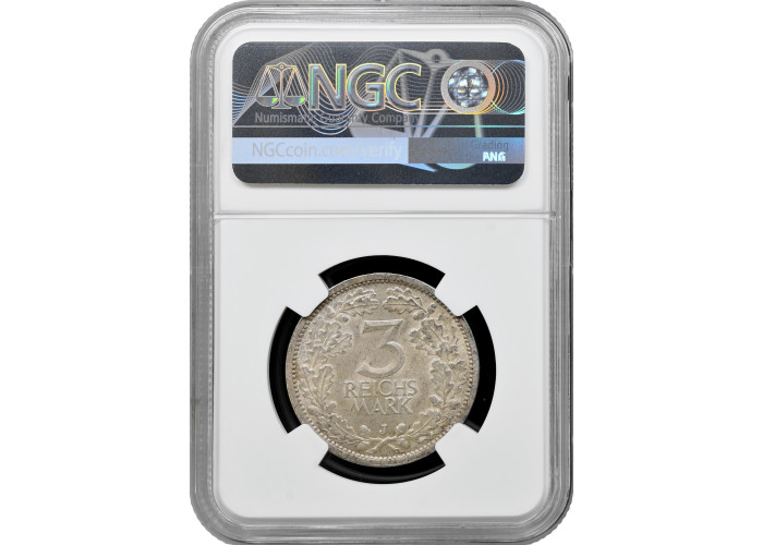 Germany 3 reichsmark 1931 J, NGC MS63, "Weimar Republic (1924 - 1938)" Pop 3/2