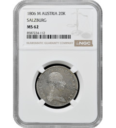 Salzburg 20 kreuzer 1806 M, NGC MS62, "Ferdinand III (1803 - 1806)" Pop 1/1