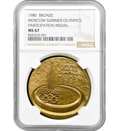 Russia - USSR bronze medal 1980, NGC MS67, "Moscow Summer Olympics" Top Pop