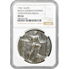 Germany - Third Reich silver medal 1936, NGC MS66, "Berlin Olympics" Top Pop 1/0